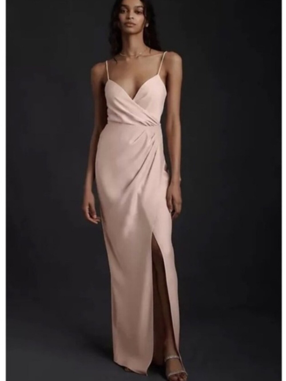 BHLDN Blush Satin Slip Maxi Dress Size 6